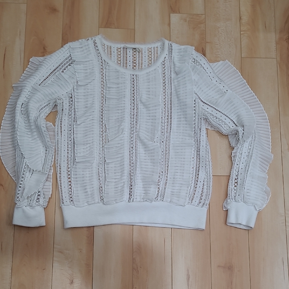 Allison Women's Size Small Elegant White Lace Women's Sweater
